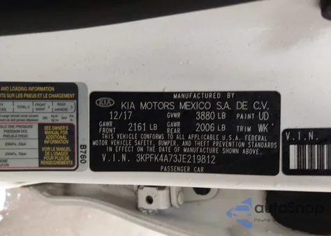 2018 Kia Forte Lx from USA, damaged, VIN 3KPFK4A73JE219812